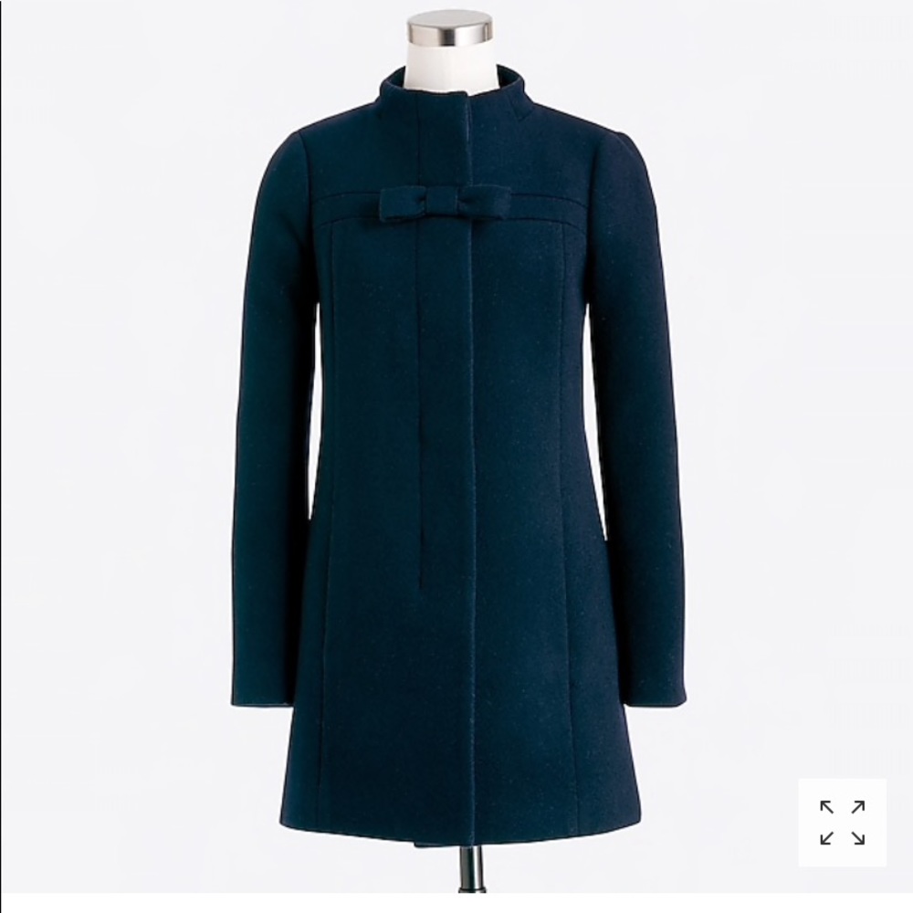 J CREW BOW FRONT COAT NAVY BLUE NWT SZ 2
